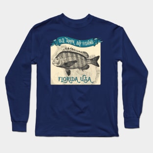 Old Tampa Bay Fishing Sheepshead Long Sleeve T-Shirt